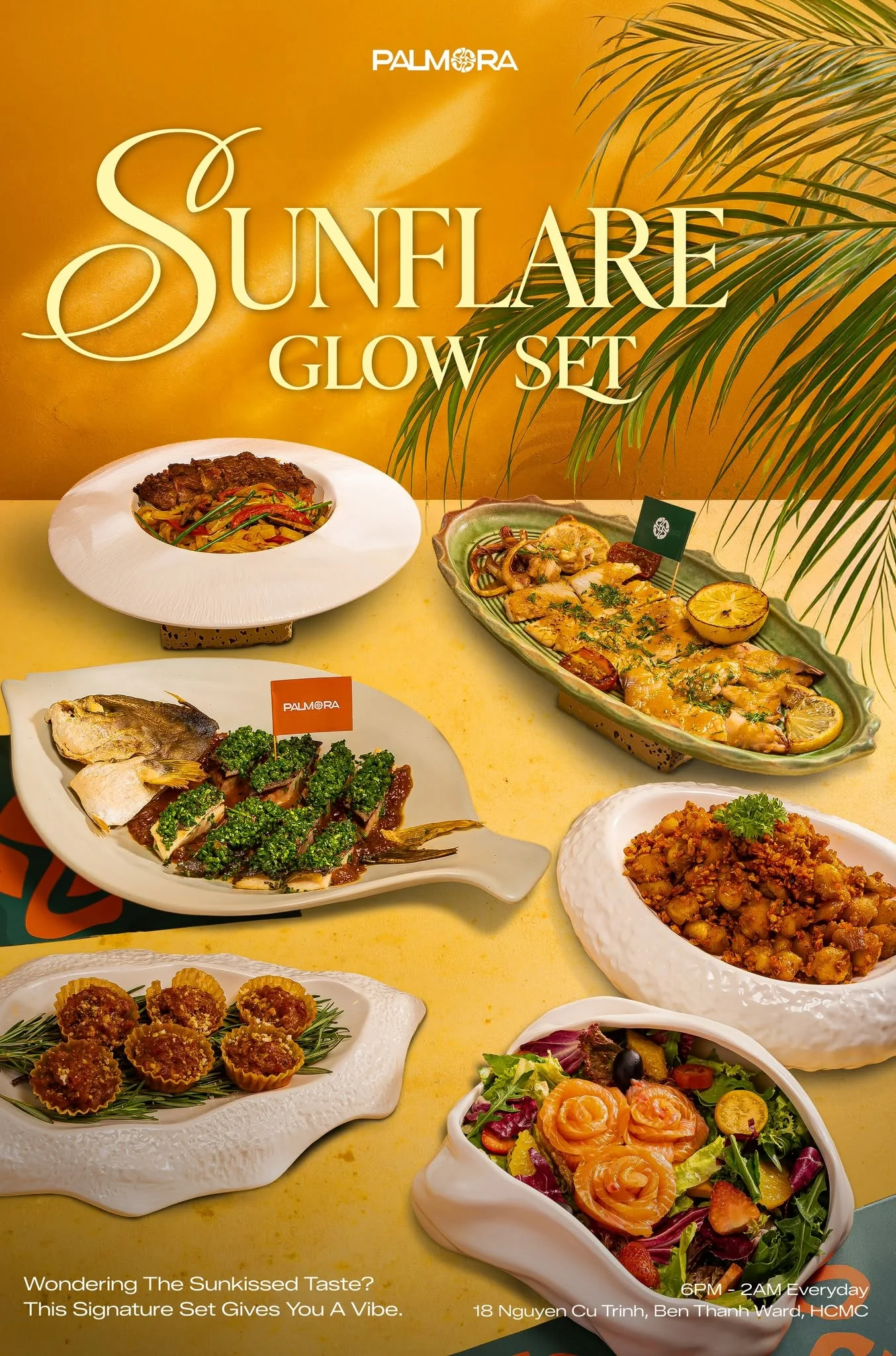 Sunflare Glow signature food set tại Palmora
